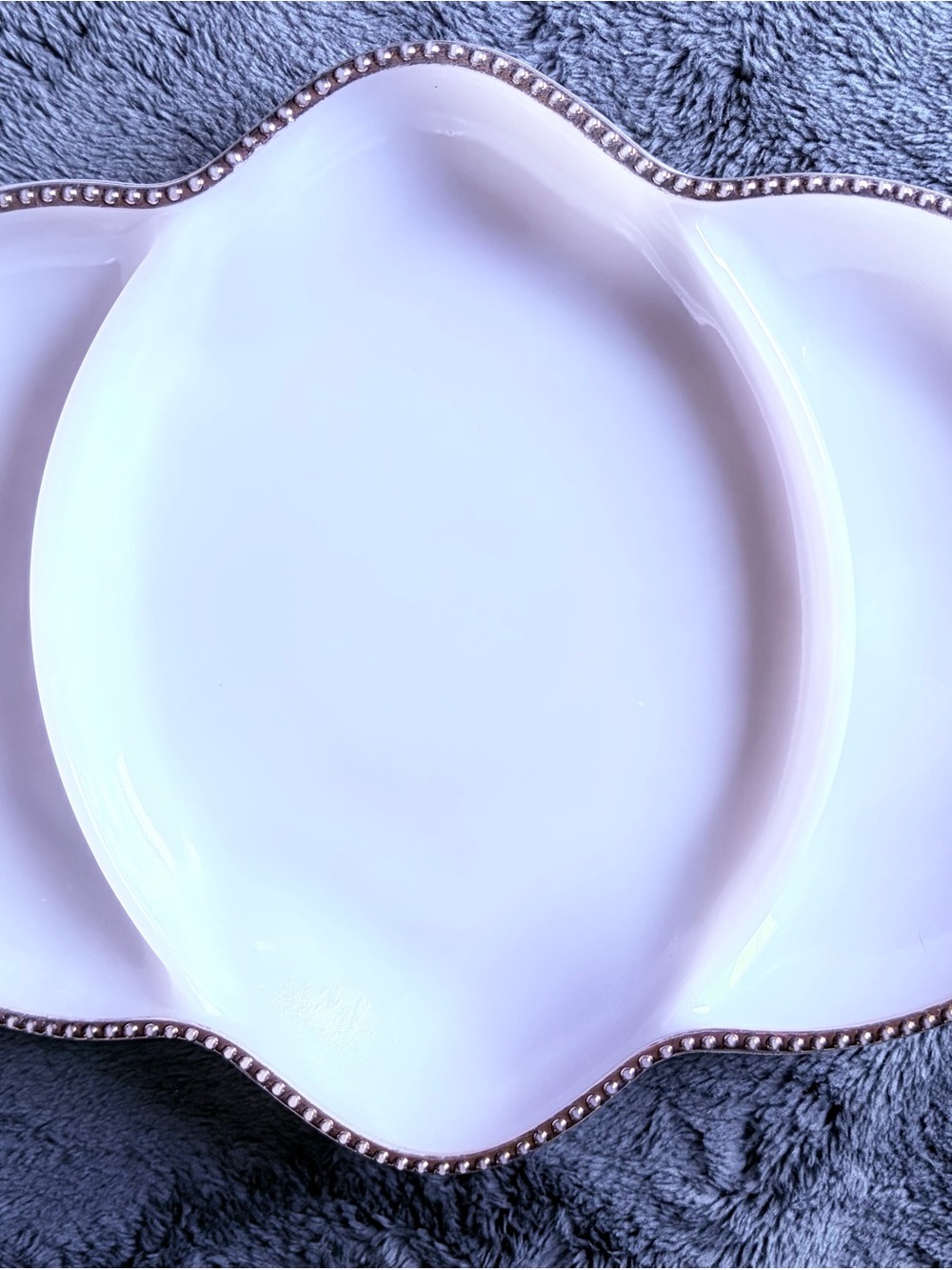 Vintage Fire King milk glass divided relish dish
